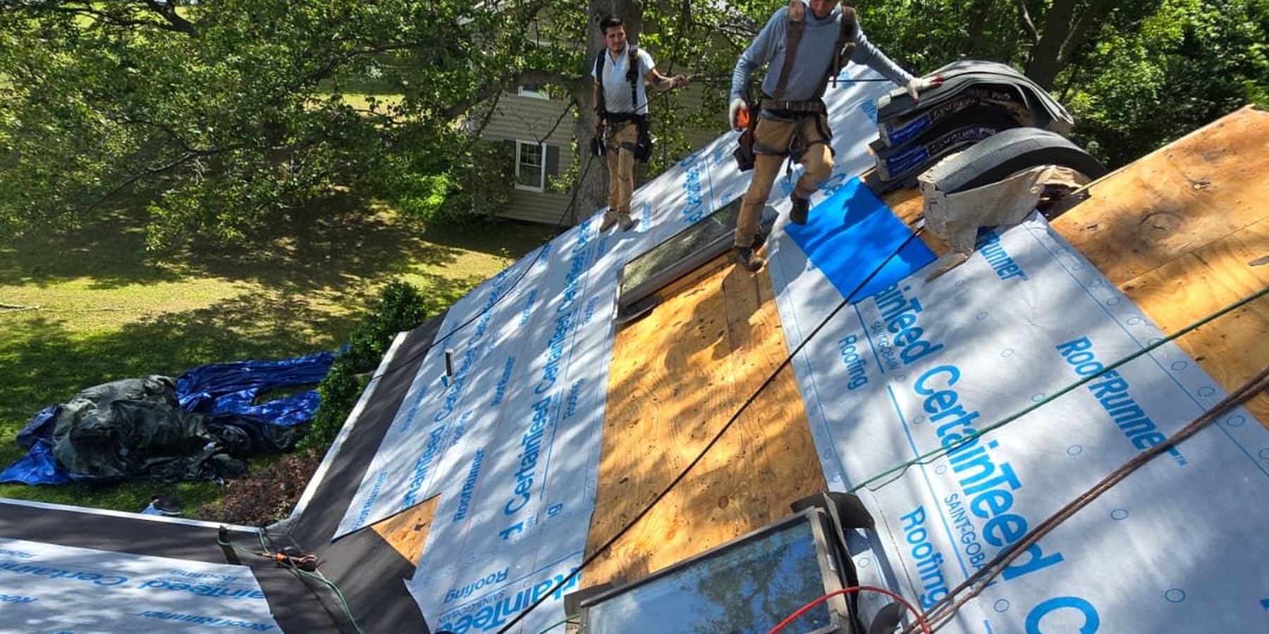 Gutter Ethics crew working a roof replacement in Northern Virginia